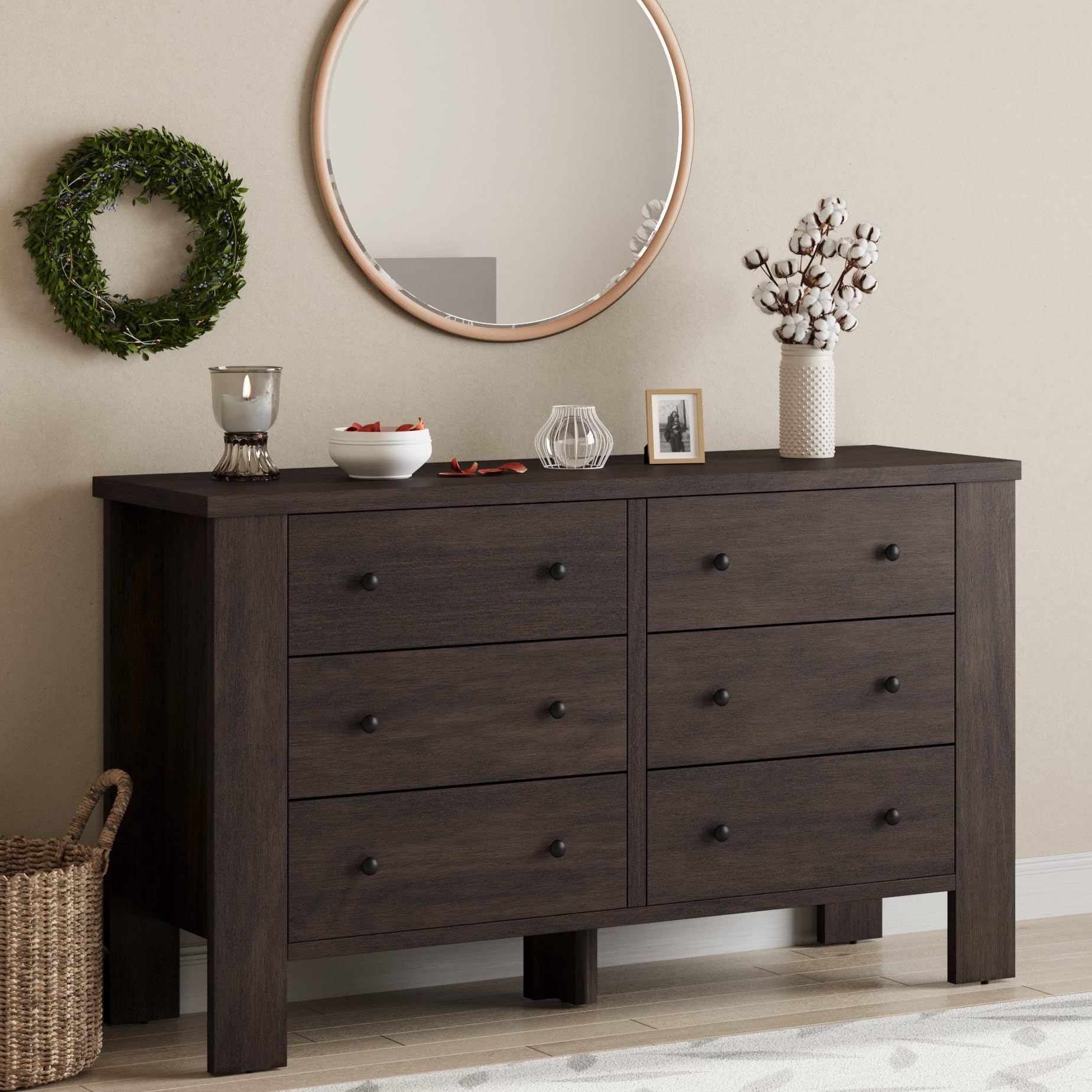 White***Idealhouse White 6 Drawer Dresser For Bedroom, Modern Wooden ... regarding