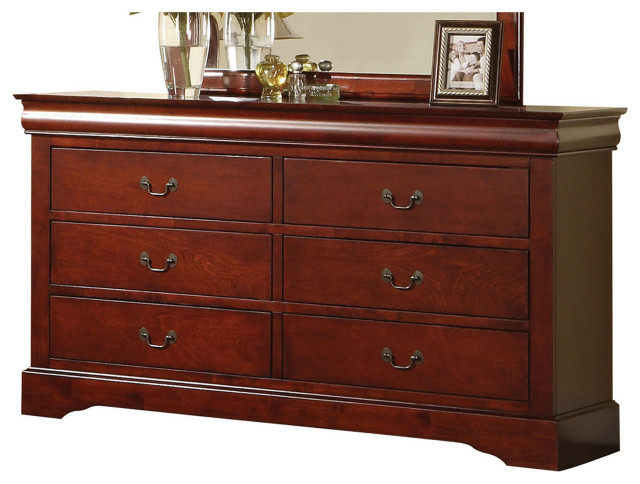 Wooden Dresser With Six Drawers, Cherry Brown - Traditional - Dressers ... regarding
