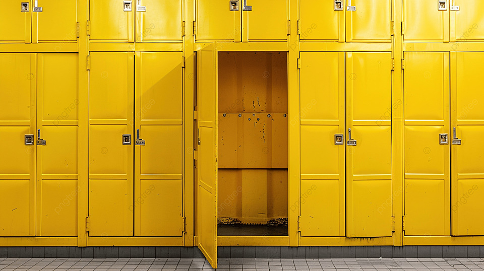 Yellow Lockers With One Of Them Open Background, Locker, Open, Empty ... inside Choosing the Right Yellow Lockers for Your Space Needs