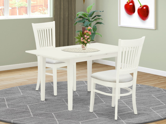 3-Pc Dining Table Set 2 Dining Chairs, Butterfly Leaf Table, Linen ... for Beyond the Basics Understanding the Materials in Your Linen White Chairs