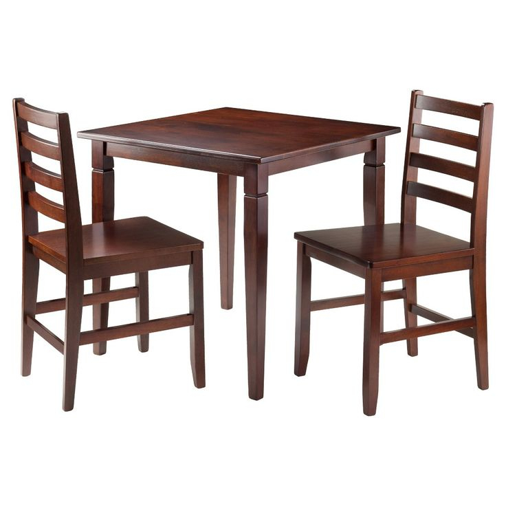 3Pc Kingsgate Dining Table With 2 Hamilton Ladder Back Chairs Wood/Brown - Winsome: Mid-Century ... within Elevate Your Dining Space The Winsome Wood Kingsgate Experience