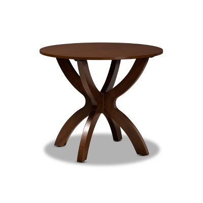 48" Kenji Wide Round Wood Dining Table Walnut - Baxton Studio: Mid ... for Discovering the Warmth and Craftsmanship of the Rivian Round 48" Walnut Dining Table