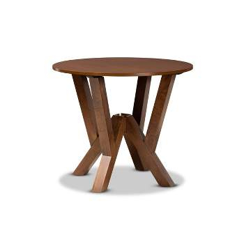 48" Kenji Wide Round Wood Dining Table Walnut - Baxton Studio: Mid ... pertaining to Discovering the Warmth and Craftsmanship of the Rivian Round 48" Walnut Dining Table