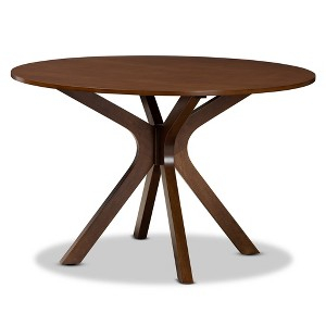 48" Kenji Wide Round Wood Dining Table Walnut - Baxton Studio: Mid ... throughout Rivian Round 48" Wood Dining Table, Walnut