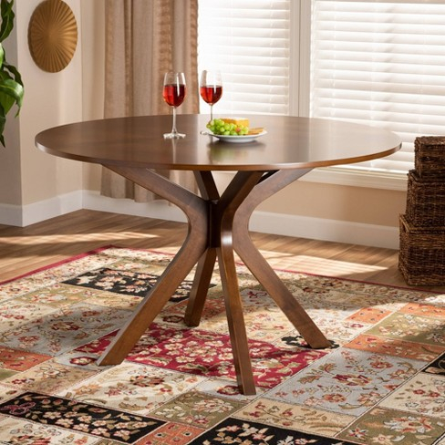 48" Kenji Wide Round Wood Dining Table Walnut - Baxton Studio: Mid ... within Rivian Round 48" Wood Dining Table, Walnut