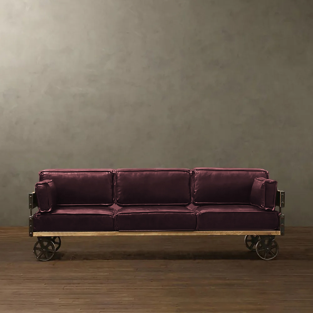 78.7" Industrial Leather Upholstered Sofa 3-Seater Sofa Retro Sofa With ... pertaining to Understanding Industrial Sofa Trends: What Makes Metal Leg Designs So Popular