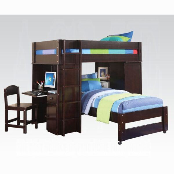 Ac Lars Twin/Twin Loft Bed W/Wardrobe & Desk & Chair - La Cuevita Furniture inside Ragna Twin Loft Bed W/Desk & Wardrobe
