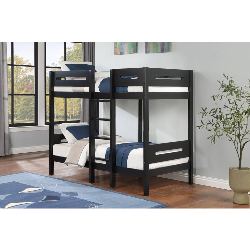 Acme Bd01910 Nissa Twin Over Twin Bunk Bed In Black Finish for Acme Nissa Bunk Bed, Twin/Twin, Espresso Finish