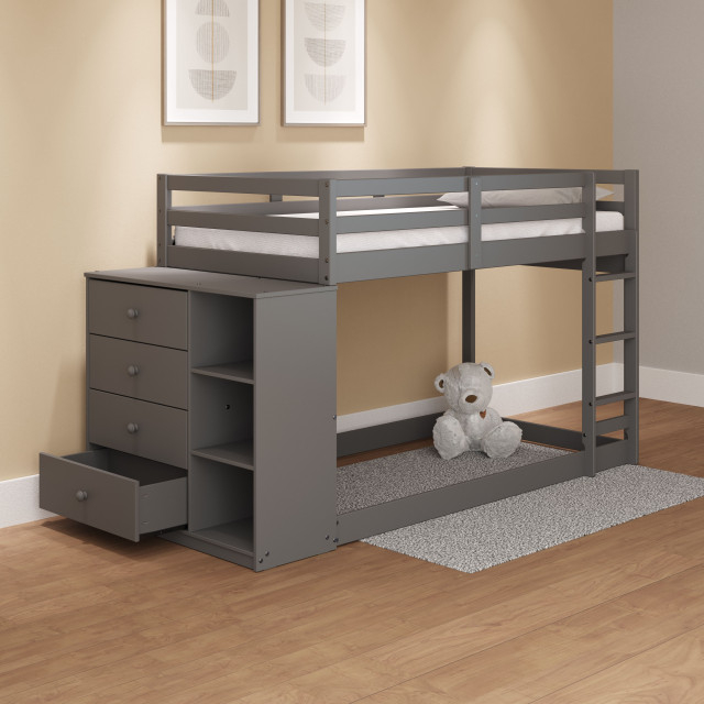 Acme Gaston Twin/Twin Bunk Bed W/Cabinet In Gray Finish - Transitional - Bunk Beds - By Acme ... in Designing a Cozy and Functional Room with the Acme Gaston Gray Bunk Bed