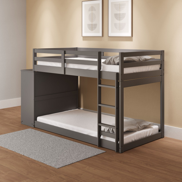 Acme Gaston Twin/Twin Bunk Bed W/Cabinet In Gray Finish - Transitional - Bunk Beds - By Acme ... within Designing a Cozy and Functional Room with the Acme Gaston Gray Bunk Bed