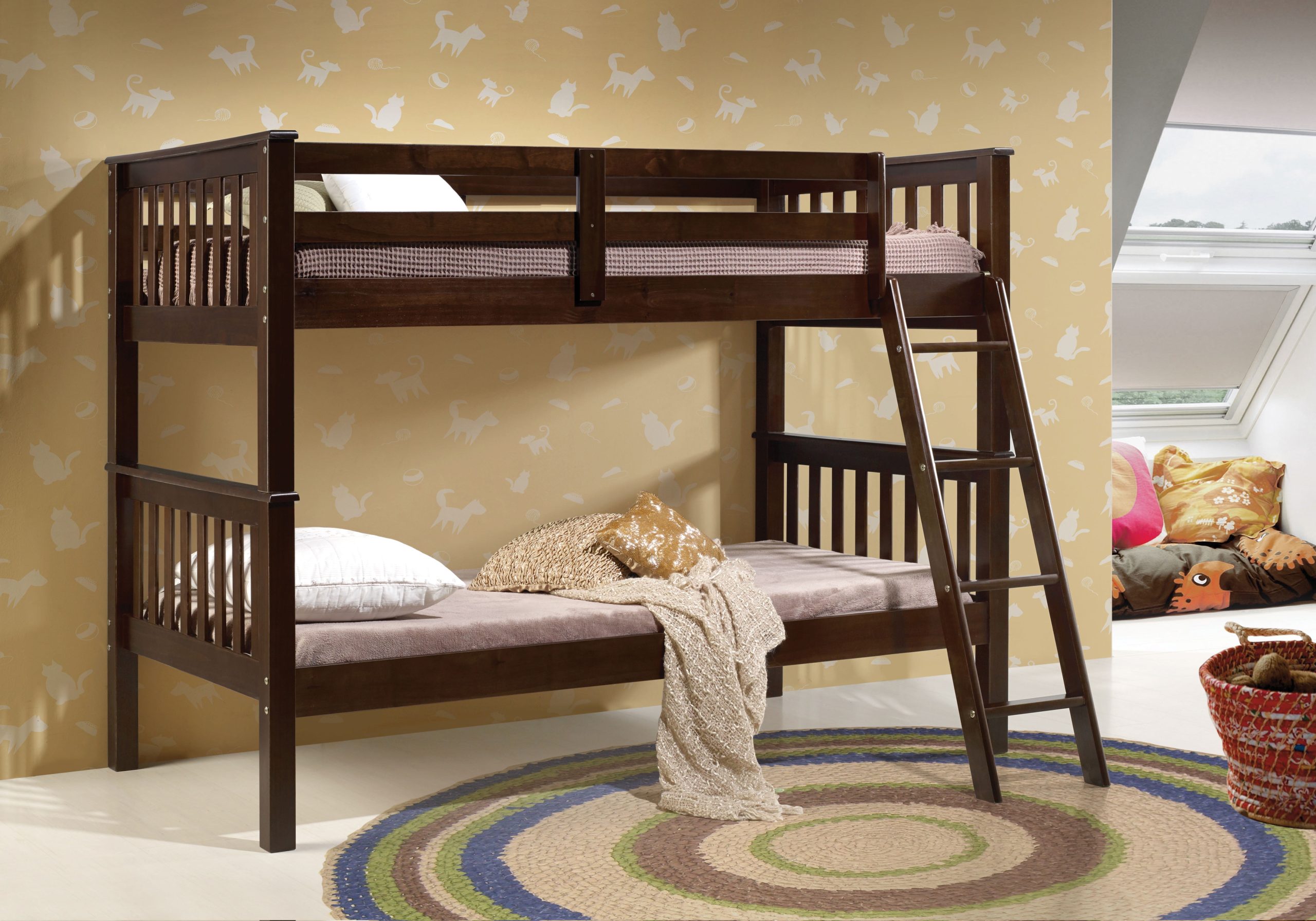 Acme Searra Wooden Frame Twin Over Twin Bunk Bed In Espresso - Walmart ... throughout Acme Nissa Transitional Wooden Frame Twin Over Twin Bunk Bed In Espresso