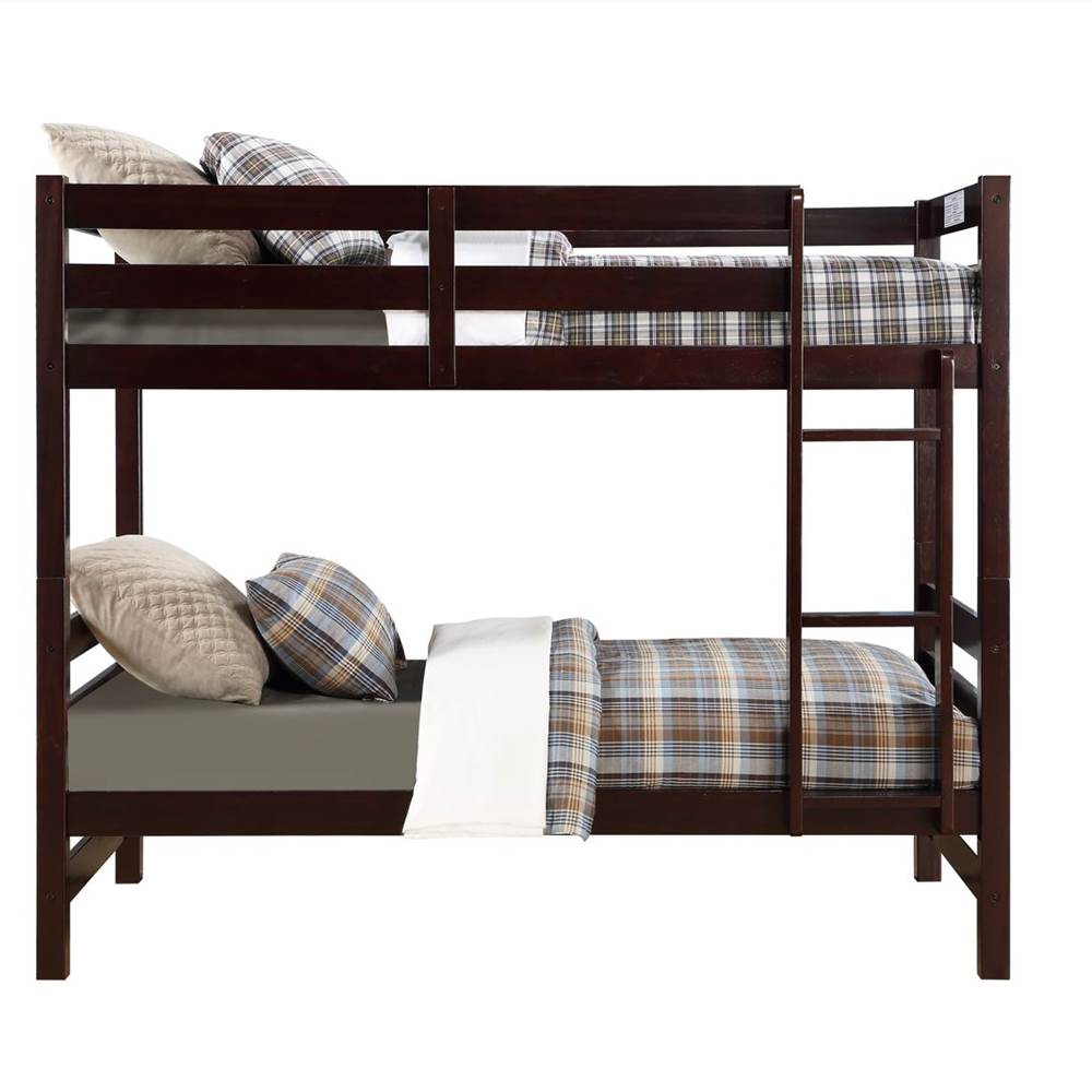 Acme Twin-Over-Twin Size Bunk Bed Frame With Ladder Espresso in A Parent's Guide to the ACME Nissa Twin Bunk Bed in Espresso