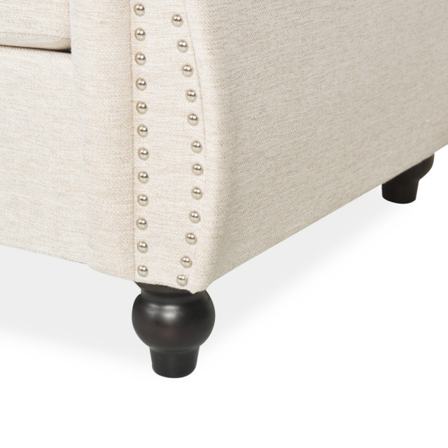 Adetokunbo Tufted Chesterfield Fabric 3 Seater Sofa - Traditional ... for Adetokunbo Tufted Chesterfield Fabric 3 Seater Sofa, Cloud Gray/Dark Brown