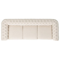 Adetokunbo Tufted Chesterfield Fabric 3 Seater Sofa - Traditional ... regarding Adetokunbo Tufted Chesterfield Fabric 3 Seater Sofa, Cloud Gray/Dark Brown