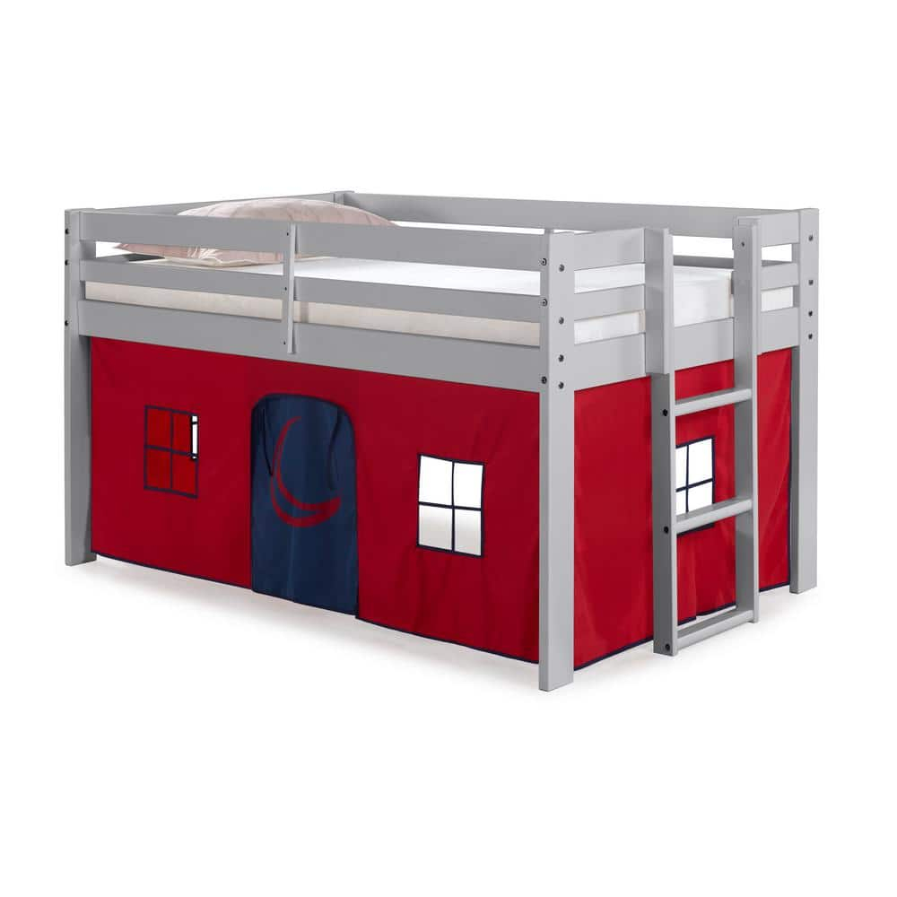 Alaterre Furniture Jasper Twin Junior Loft Bed, Dove Gray Frame And Red ... pertaining to Expert Insights on Choosing the Right Jasper Twin Loft Bed Dove Gray for Your Family