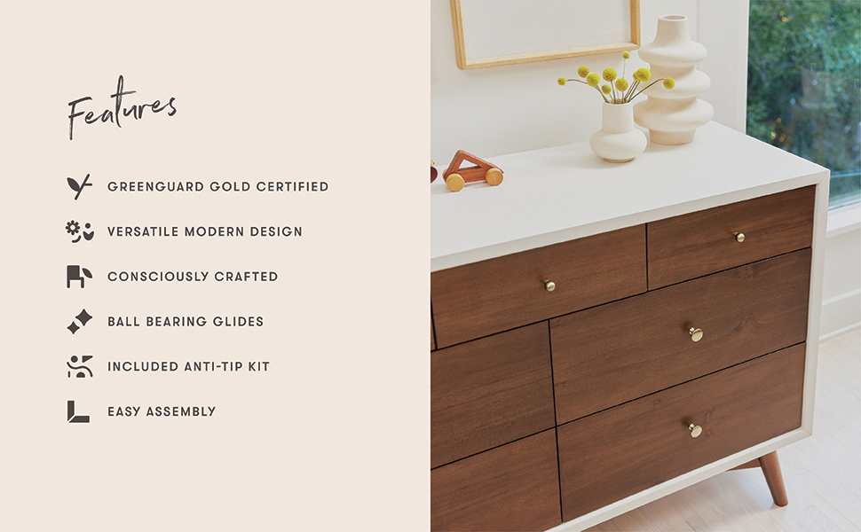 Amazon.com: Babyletto Lolly 6-Drawer Assembled Double Dresser In White ... with regard to Maximizing Your Space How the Lolly Double Dresser Delivers
