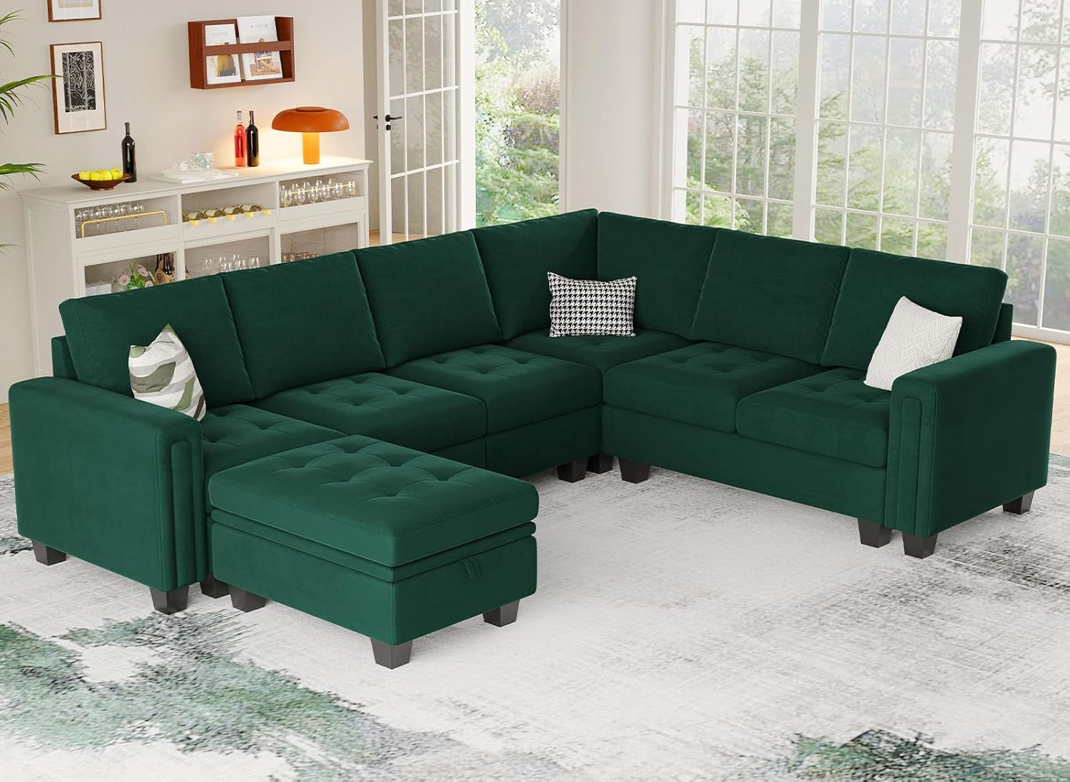 Amazon.com: Belffin Velvet Modular Sectional Sofa With Storage Ottoman ... pertaining to Luxury Velvet Sectional Sofa With Chaise
