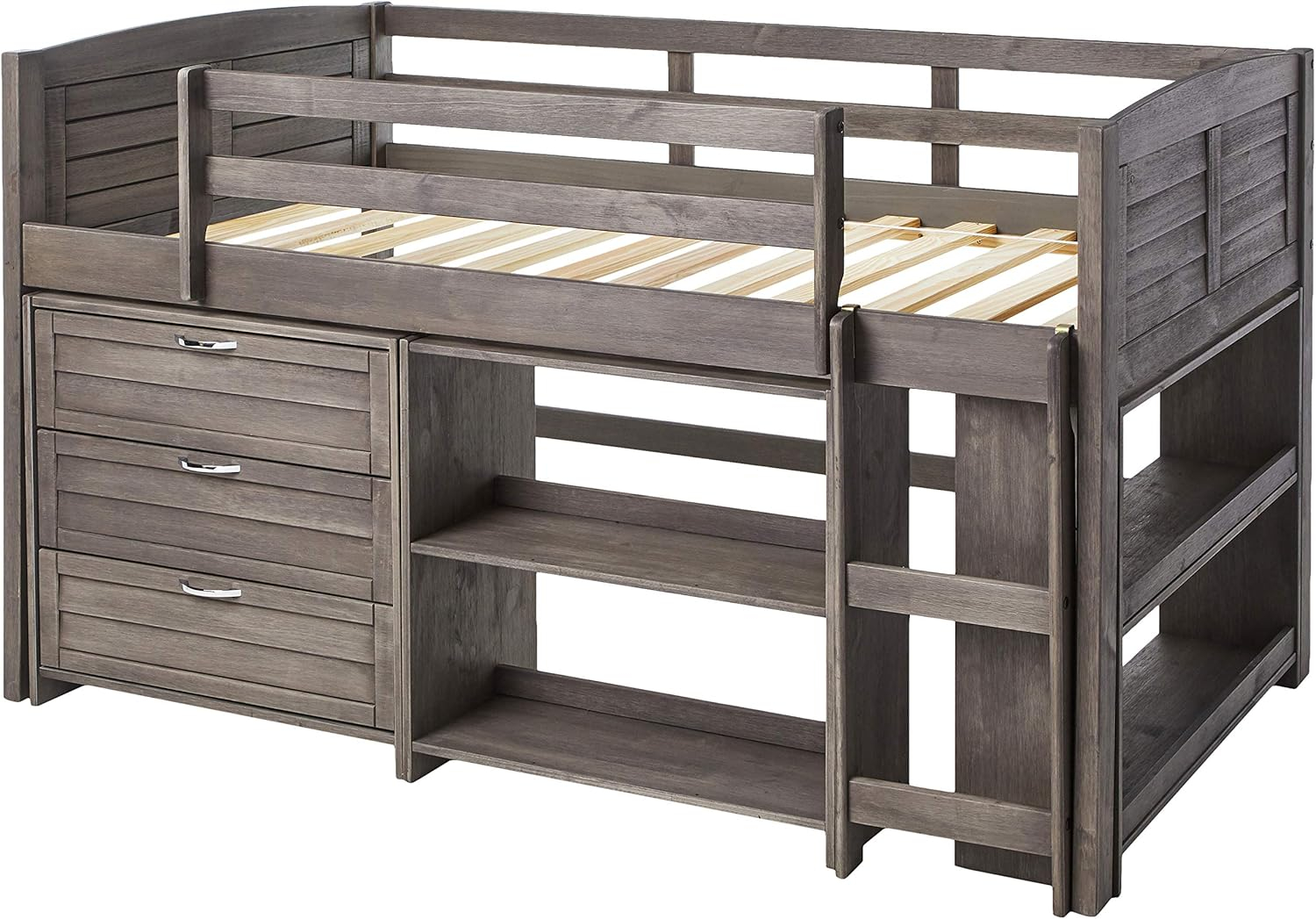 Amazon.com: Donco Kids Louver Twin Antique Grey Modular Low Loft Bed ... with regard to Louver Low Loft Antique Grey