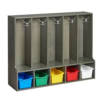 Amazon.com: Ecr4Kids Streamline 5-Section Coat Locker With Bench And ... in Inside a Toddler's World Understanding the Appeal of 5 Section Coat Lockers