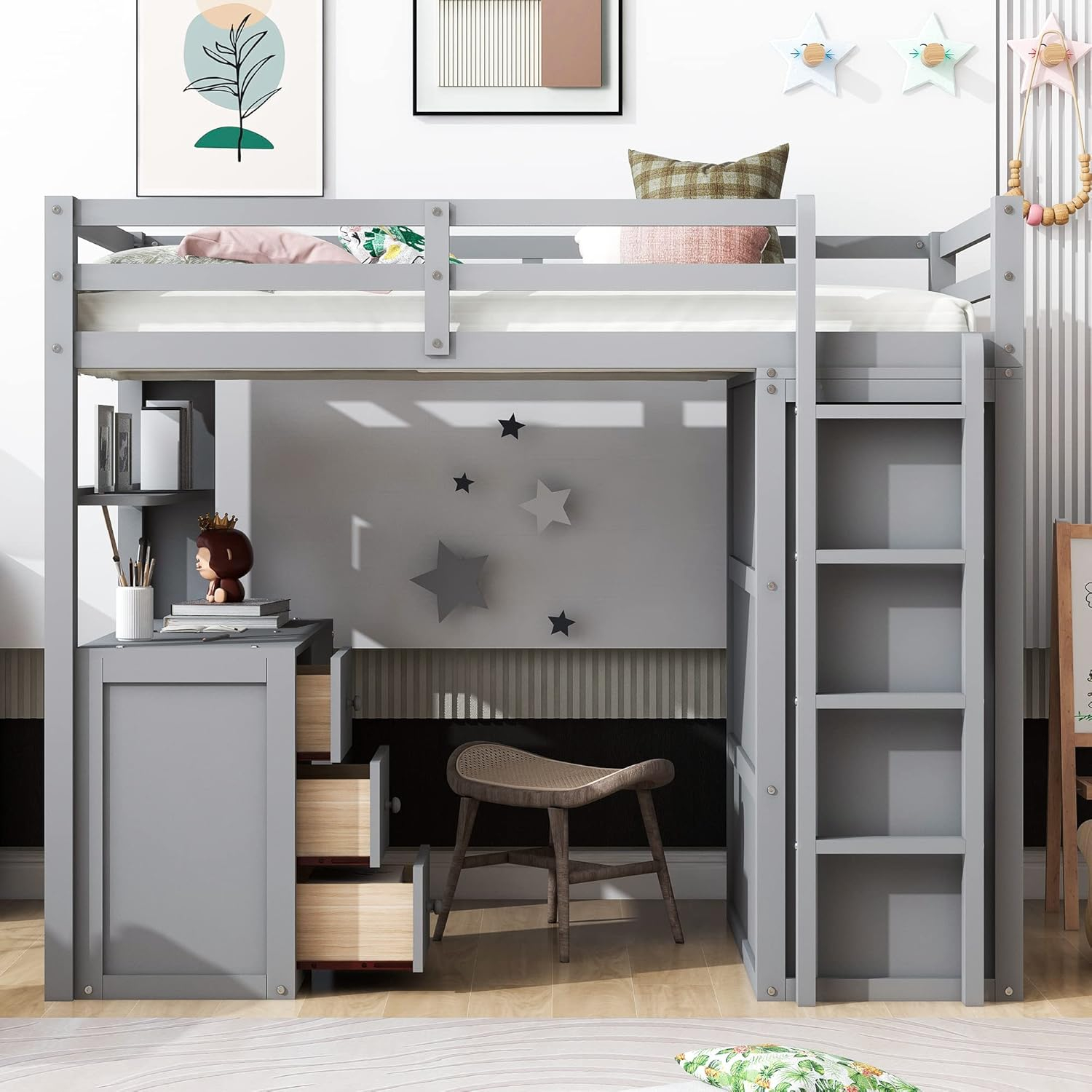 Amazon.com: Harper & Bright Designs Twin Loft Bed With Desk And ... with Designing with Space in Mind The Versatility of the Ragna Loft Bed