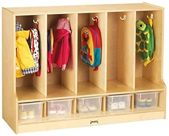 Amazon.com: Jonti-Craft 66850Jc Toddler 5 Section Coat Locker With Step ... within Toddler 5 Section Coat Locker
