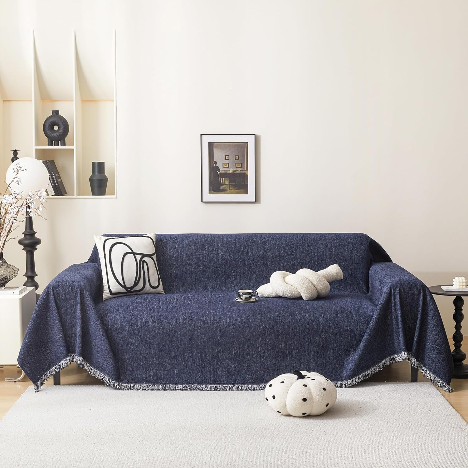 Amazon.com: Meetsky Navy Blue Couch Cover Sectional Sofa Covers ... inside Family-Friendly Sofa With Washable Covers