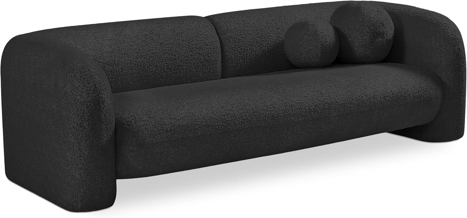 Amazon.com: Meridian Furniture 139Black-S Emory Collection Art Deco ... for Venti Black Boucle Fabric Upholstered Set, Green, Sofa