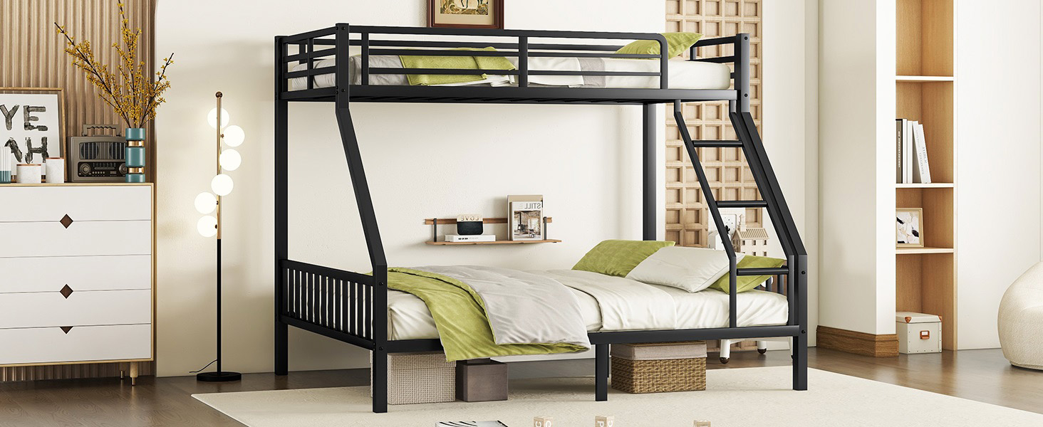Amazon.com: Miscoos Twin Xl Over Queen Metal Bunk Bed With Ladder And ... with 83" X 63" X 60" Gunmetal Twin Xl Over Queen Bunk Bed