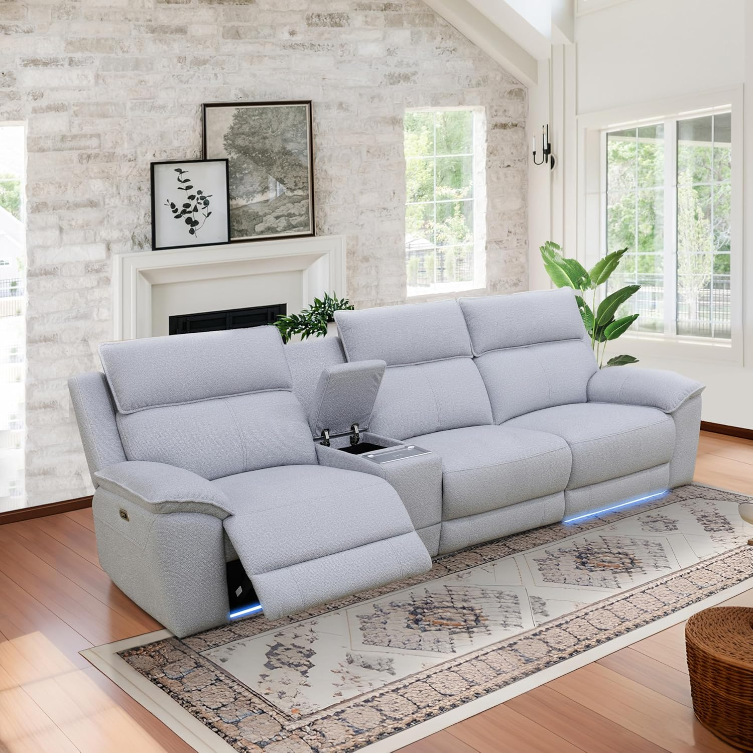 Amazon.com: Ocstta Power Recliner Sofa With Led&Usb Port, 122 ... with regard to Sofa With Built-In Usb Charging Port