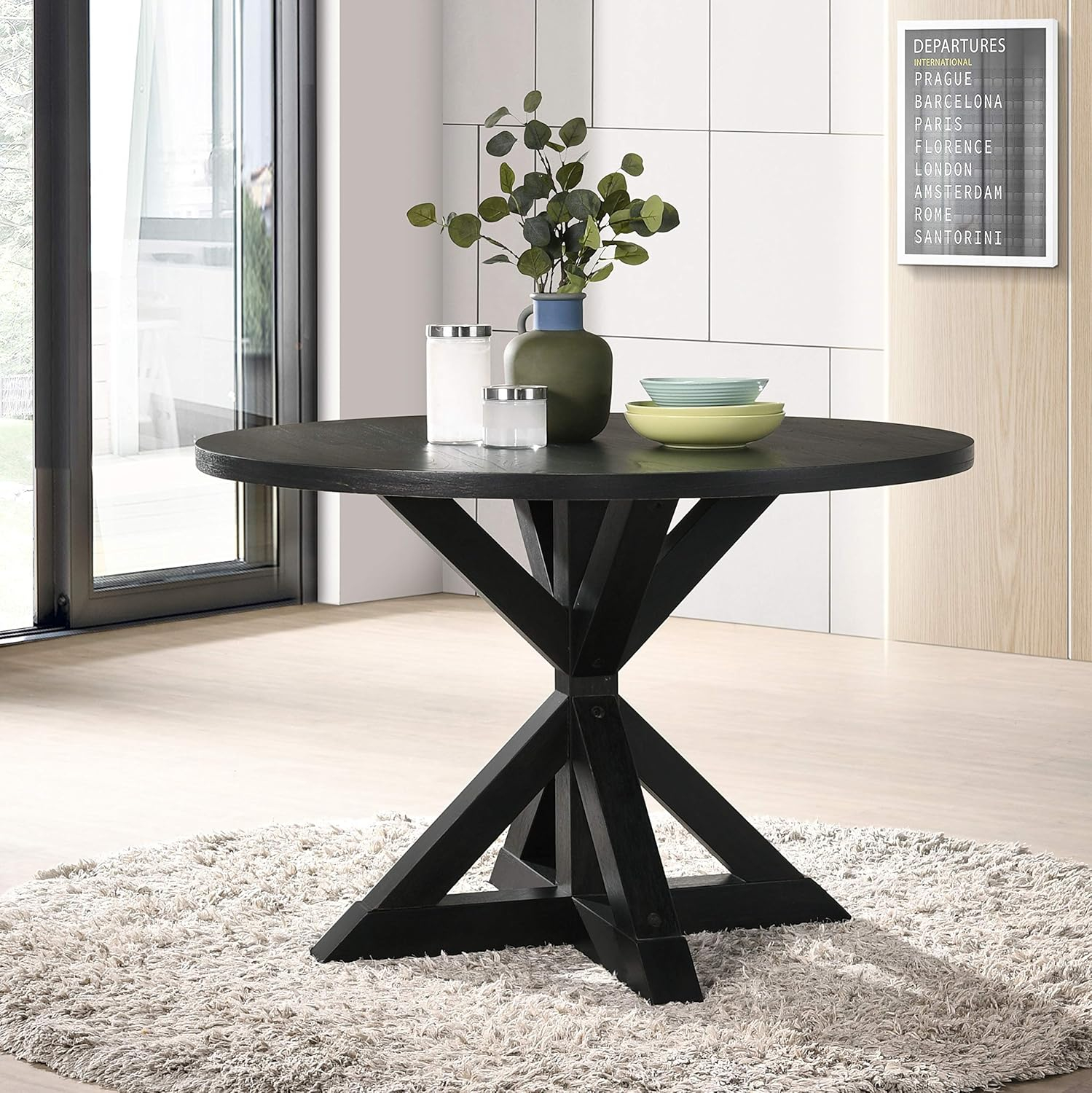 Amazon.com: Roundhill Furniture Windvale Cross-Buck Base Dining Table ... in Caring for Your Windvale Cross-Buck Base Dining Table for Longevity