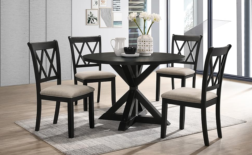 Amazon.com - Roundhill Furniture Windvale Cross-Buck Base Dining Table ... pertaining to Windvale Cross-Buck Base Dining Table