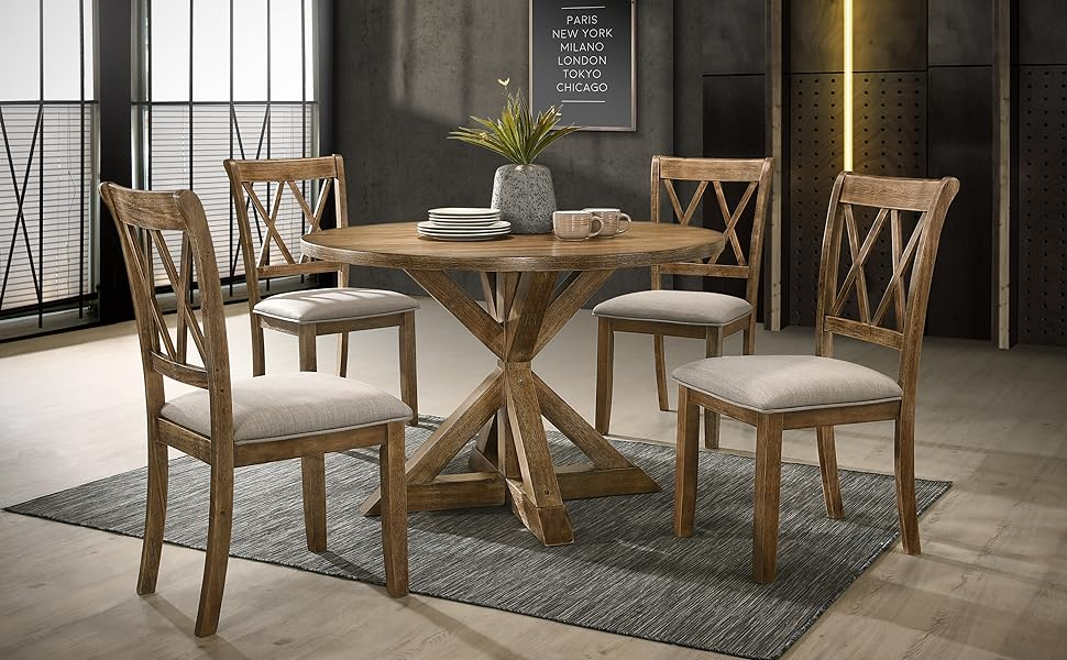 Amazon.com - Roundhill Furniture Windvale Cross-Buck Base Dining Table ... throughout Windvale Cross-Buck Base Dining Table