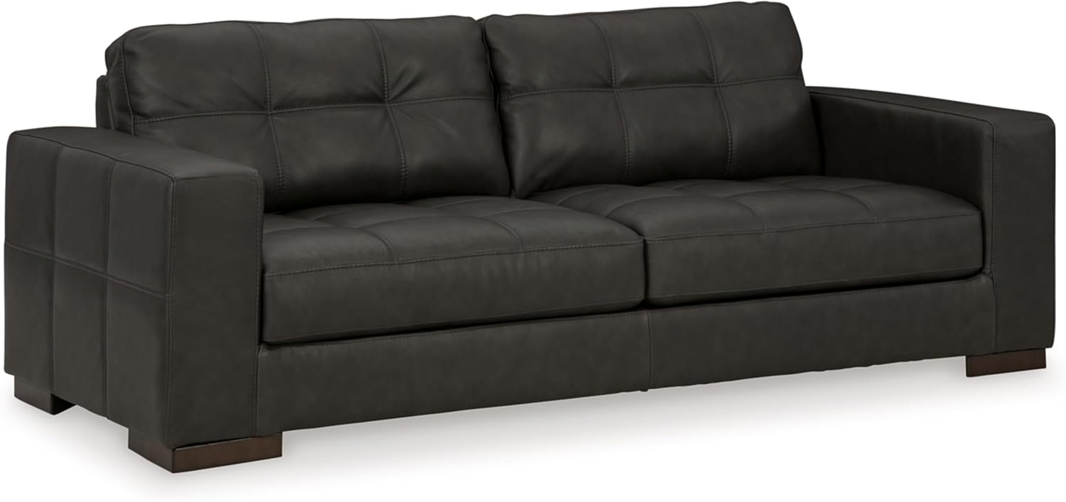 Amazon.com: Signature Design By Ashley Luigi Modern Tufted Leather ... throughout Palmiotto Contemporary Premium Genuine Leather Match Sofa Black