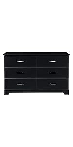 Amazon.com : Storkcraft Brookside 6 Drawer Dresser, Black, Kids Bedroom ... pertaining to Stork Craft Usa Brookside 6 Drawer Dresser In Black