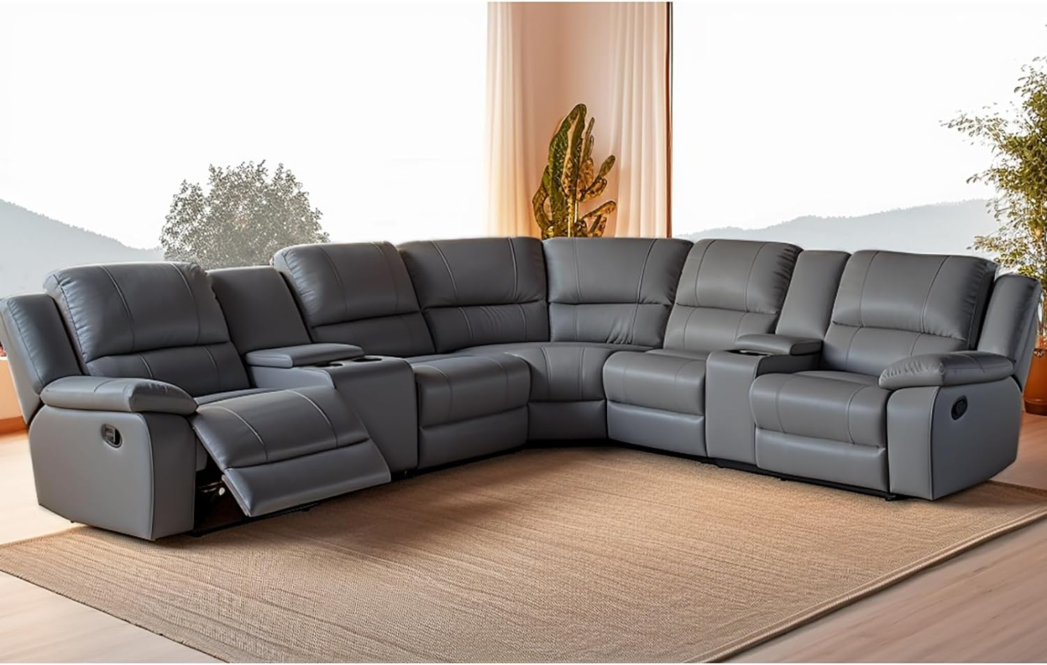 Amazon.com: Ur Livingroom Modular Sectional Sofa Pu Leather Manual ... throughout Creating the Perfect Seating Arrangement with a Sectional Sofa Set