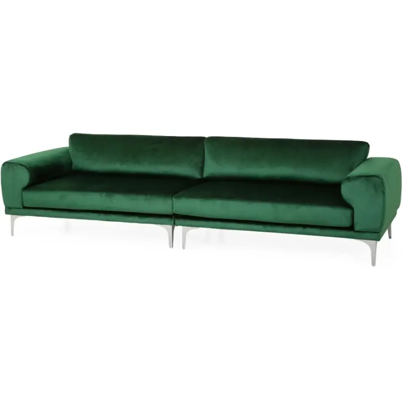 Annagrace Modern Glam 4 Seater Velvet Sofa, Emerald And Silver - Vigshome intended for Crosby Modern Glam 4-Seater Velvet Sofa, Emerald/Silver