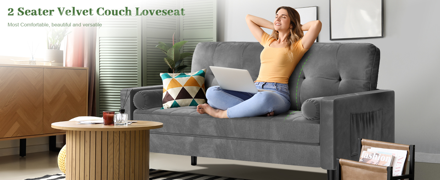 Aotumm Ciort Sofa 2 Seater, Sofa Couch With Comfy Seat Cushion, 2 ... regarding Compact Two-Seater Sofa For Studio Apartment