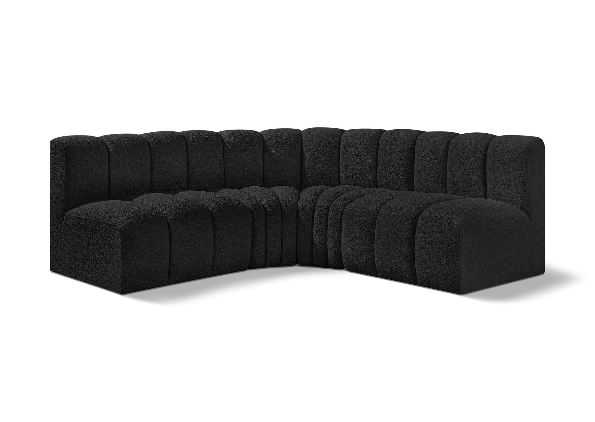 Arc Black Boucle Fabric Modular Sofa for Exploring the Versatility of Brown 3-Piece Arc-Shaped Sectional Sofas