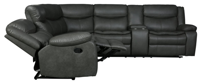 Arlington Leather Air Reclining Sofa Sectional - Contemporary ... throughout Arlington Leather Air Reclining Sofa Gray