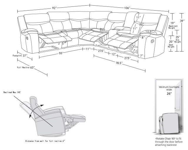 Arlington Leather Air Reclining Sofa Sectional - Contemporary ... with Enhancing Your Living Space with the Arlington Gray Leather Recliner