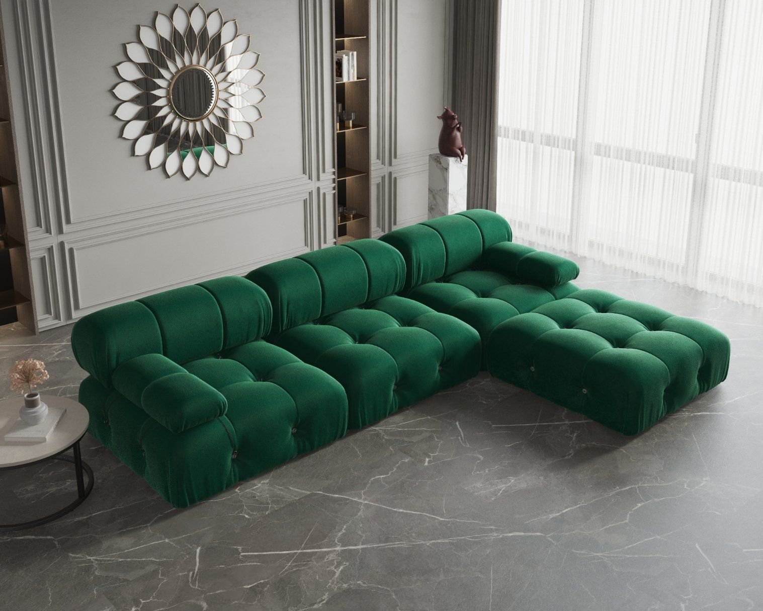 Atunus Green Velvet Fabric Low Seat Couch Modular Sectional Sofas With ... inside Understanding the Appeal of Roma Sofa in Green Velvet Fabric Among Design Enthusiasts