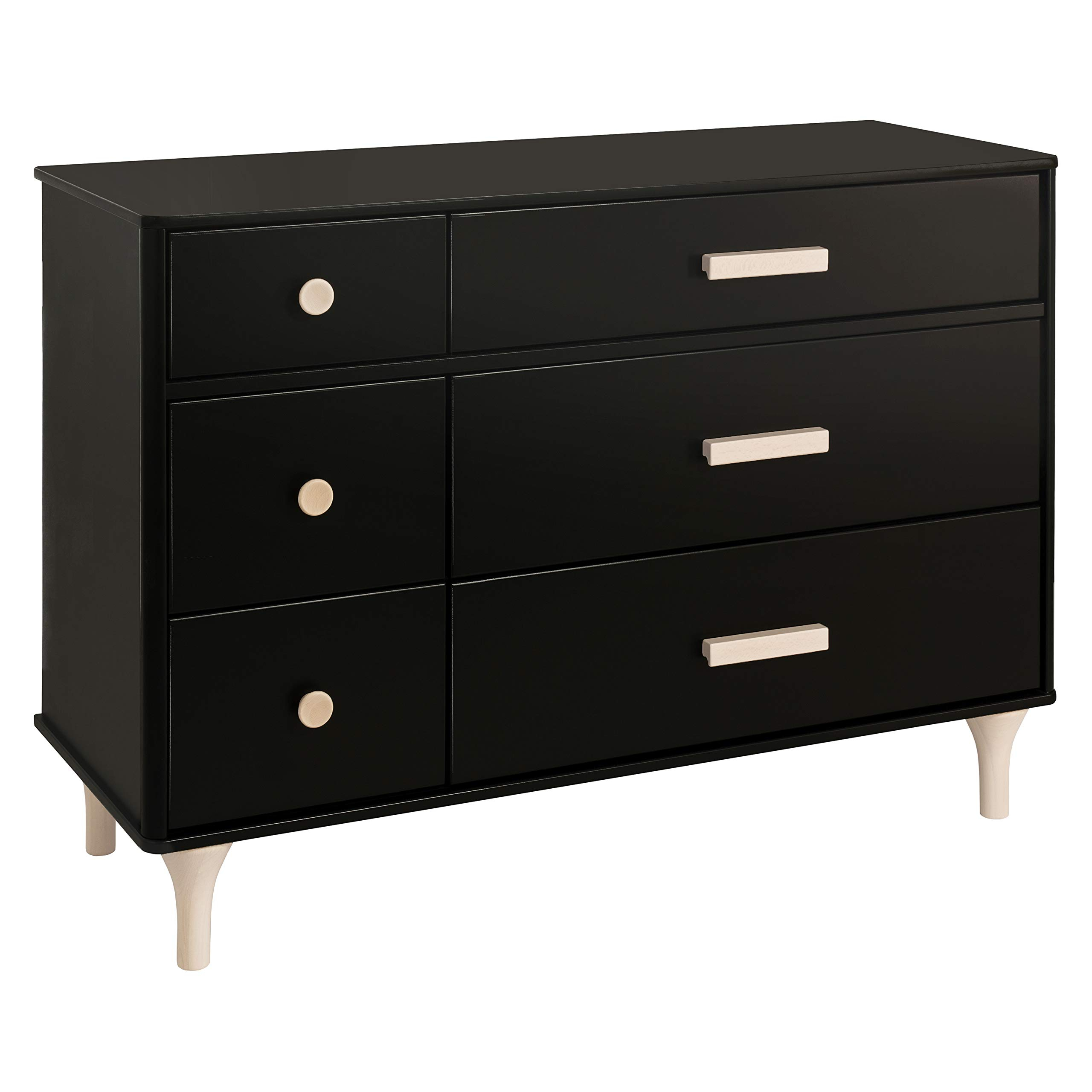 Babyletto Lolly 6-Drawer Assembled Double Dresser In Black And Washed ... inside A Closer Look at the Lolly 6-Drawer Assembled Dresser Washed Natural Finish