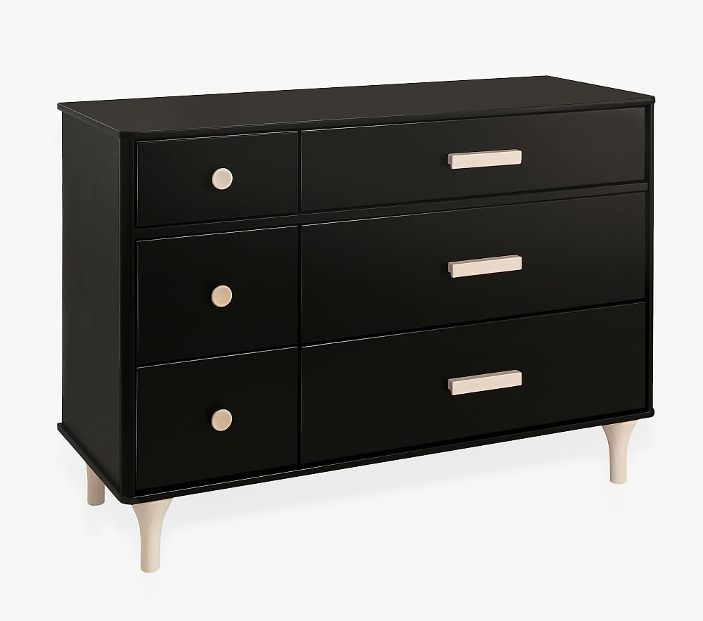 Babyletto Lolly 6 Drawer Dresser, Black/Washed Natural - Pottery Barn ... intended for Lolly 6-Drawer Assembled Double Dresser, Black Washed Natural