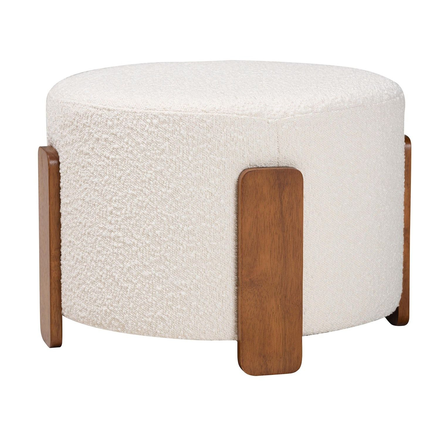 Baxton Studio Finlay Modern Japandi Cream Boucle Fabric And Walnut ... intended for Why a Walnut Brown Ottoman Footstool is a Timeless Home Addition