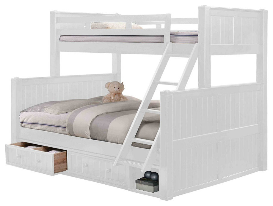 Beatrice White Twin Over Queen Bunk Bed With Storage Drawers ... intended for Beatrice White Bunk Beds Unpacked A Deep Dive into Underbed Storage