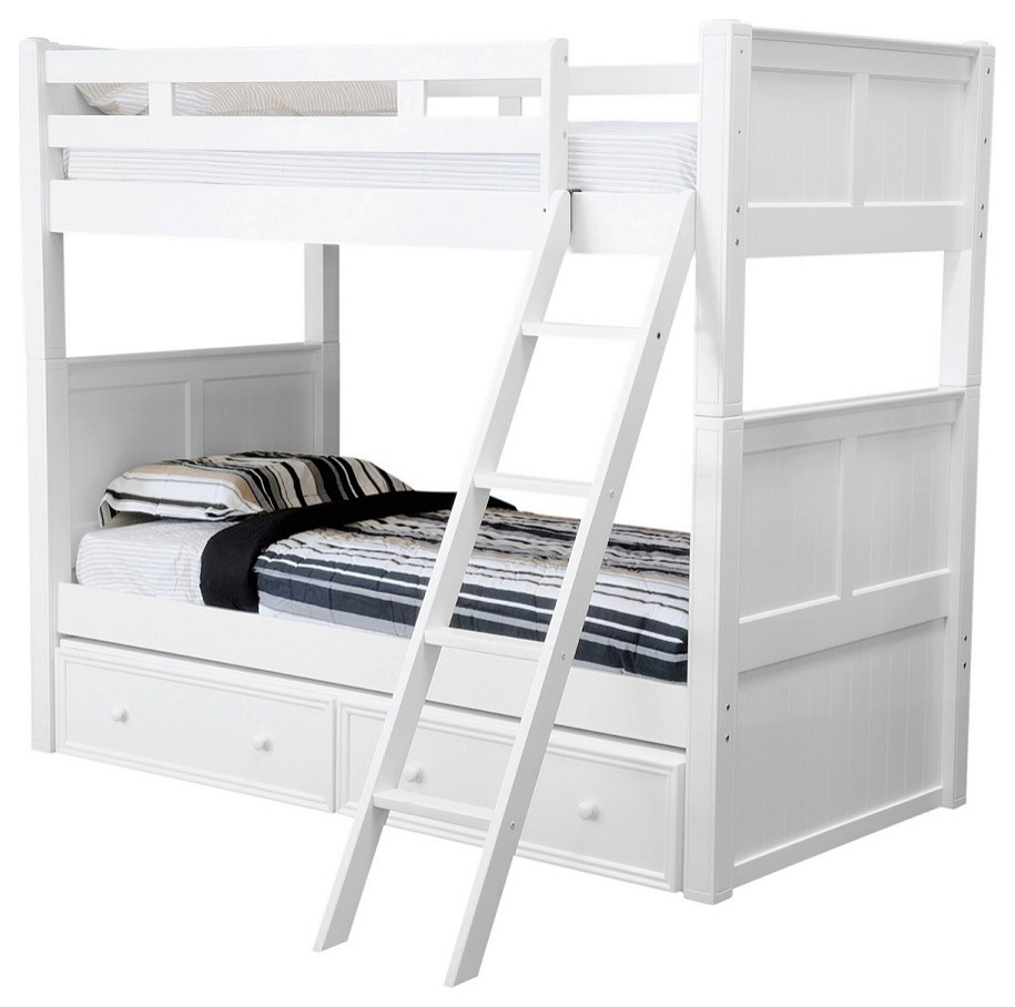 Beatrice White Twin Size Bunk Beds With Underbed Storage Drawers ... for Beatrice White Bunk Beds Unpacked A Deep Dive into Underbed Storage