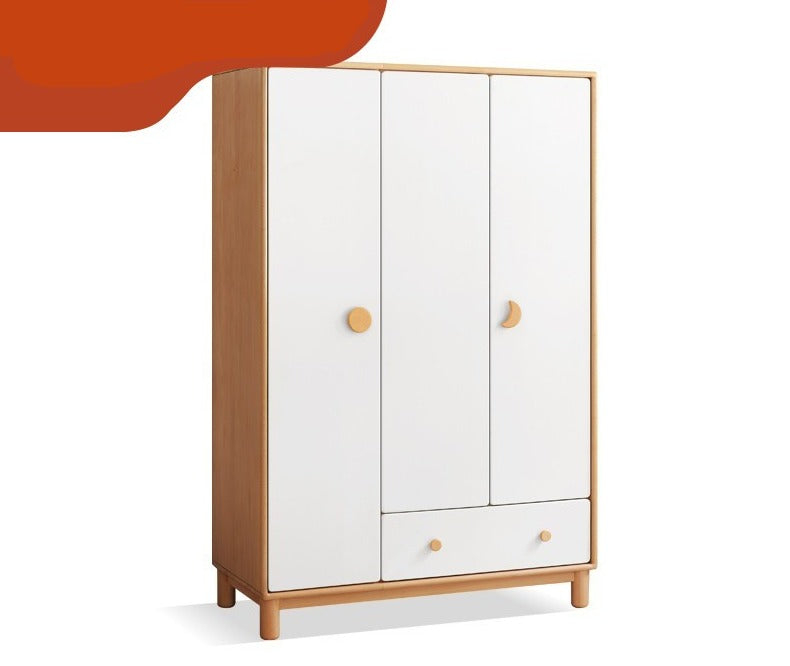 Beech Solid Wood Kids Wardrobe in