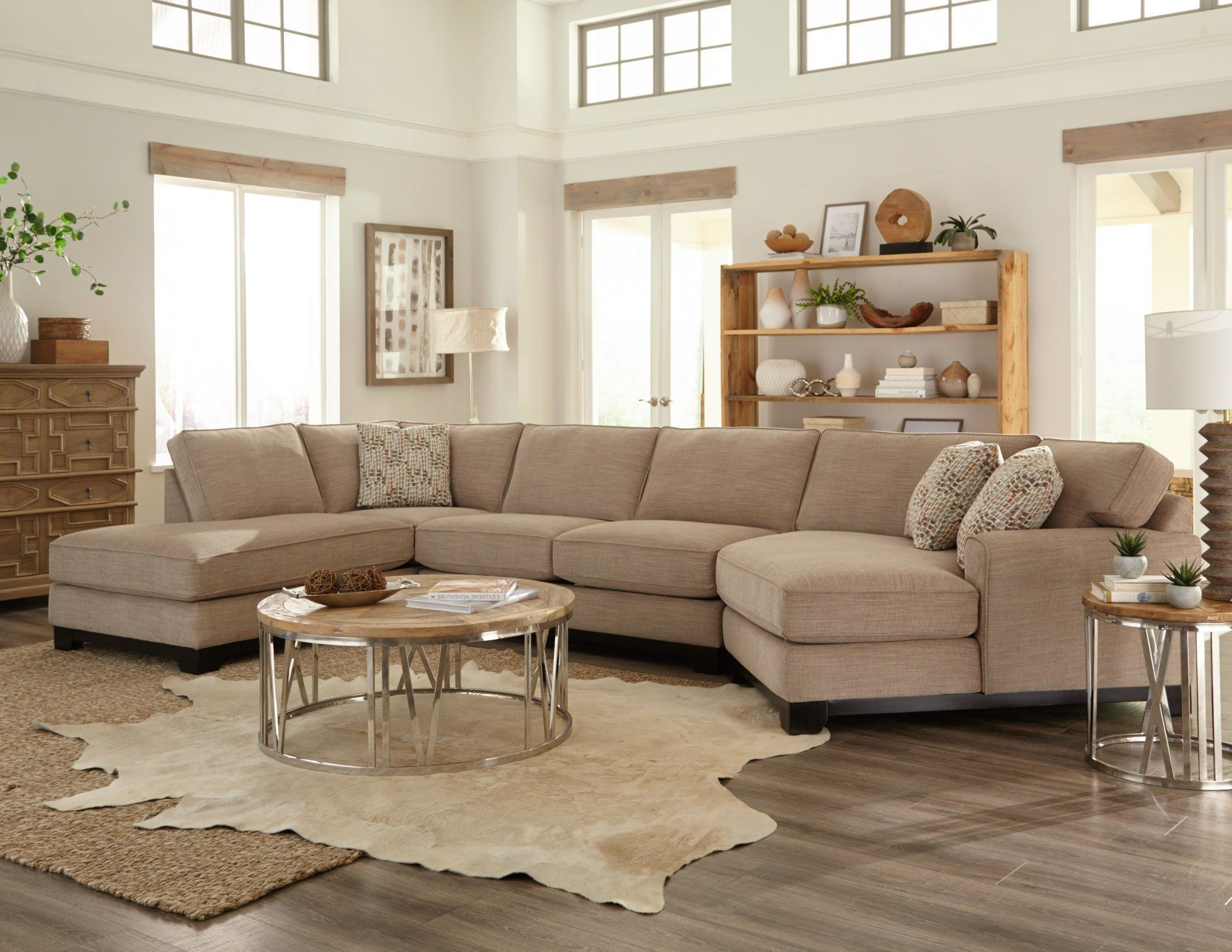 Beige 3 Piece Sectional Sofa With Laf Chaise Pisces New | Tan Couch ... pertaining to Gracia Sectional Sofa, Beige