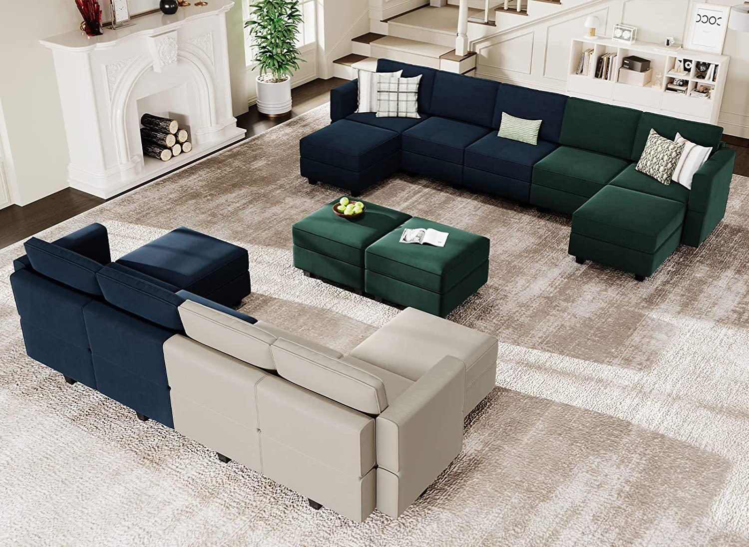 Belffin Oversized Modular Sectional Sofa U Shaped Couch With Storage ... pertaining to Luxury Velvet Sectional Sofa With Chaise
