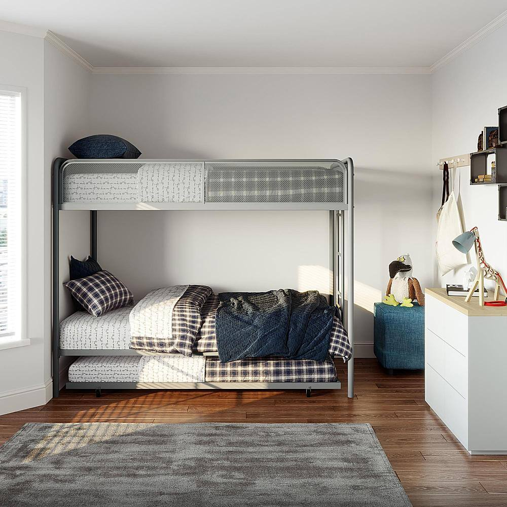 Best Buy: Dhp Ellie Metal Twin Over Twin Over Twin Bunk Bed Gray De43862 within Durable and Stylish Metal Twin Over Twin Bunk Beds Explained